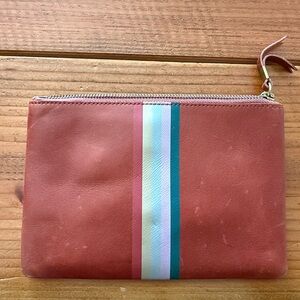 Madewell The Leather Pouch Clutch In Faded Rust Multi NWT